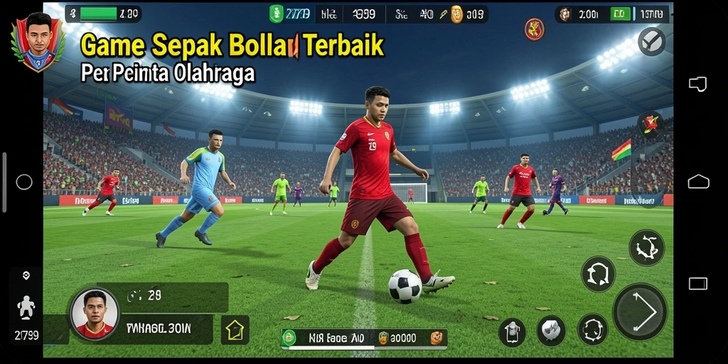 Tampilan menarik dari gameplay sepak bola yang mendebarkan.