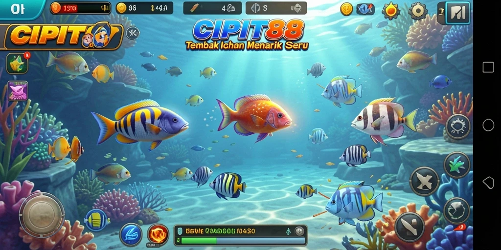 Screenshot utama CIPIT88 menunjukkan aksi menembak ikan yang menegangkan.