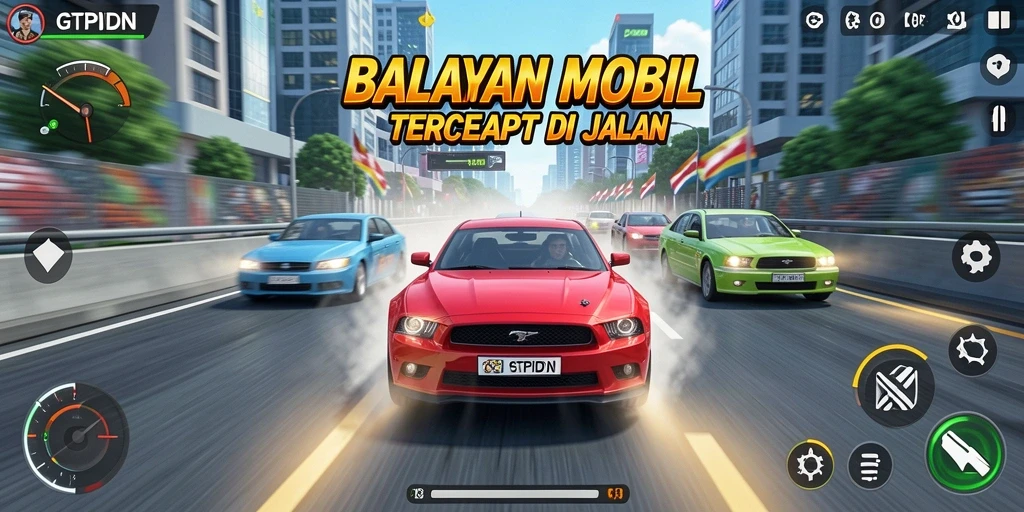 Gameplay GTPIDN yang seru dan mendebarkan saat balapan.