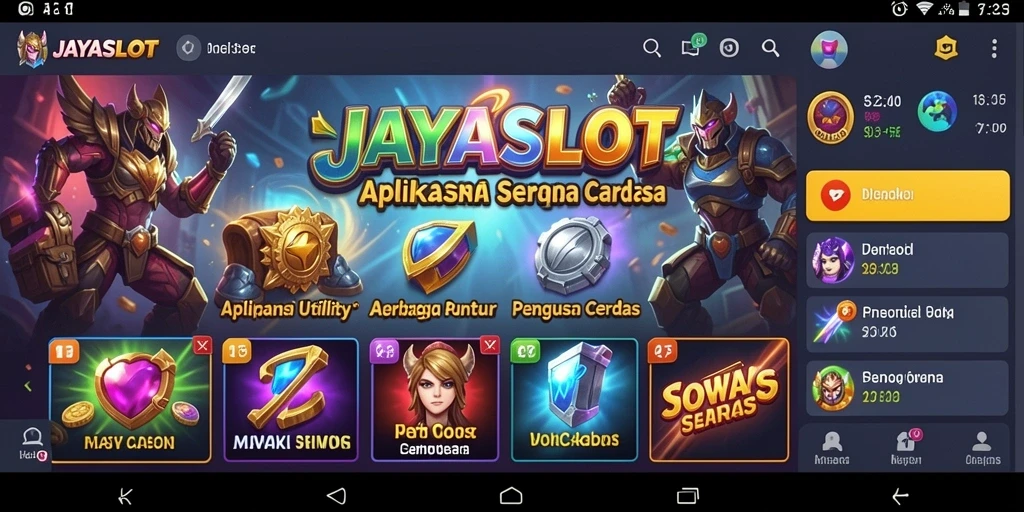 Tampilan antarmuka utama JAYASLOT menampilkan berbagai alat Utility.