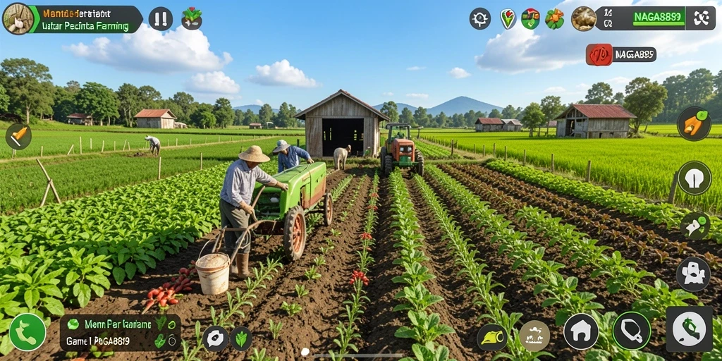 Gameplay menarik NAGA889 yang menampilkan aktivitas berkebun.