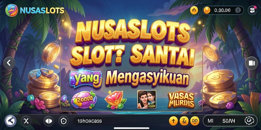 Screenshot NUSASLOTS menunjukkan tampilan gulungan penuh warna dalam permainan slot.