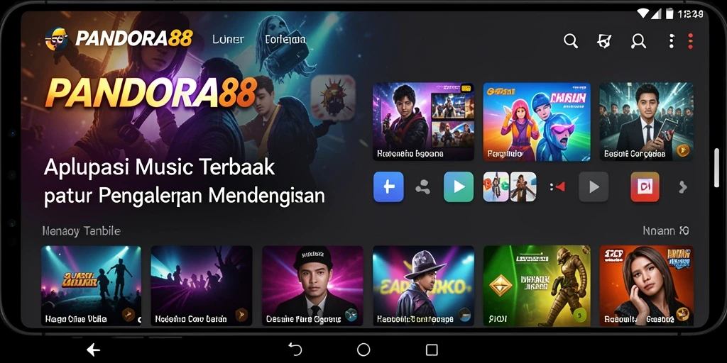 Tampilan utama PANDORA88 menunjukkan berbagai genre musik yang tersedia.