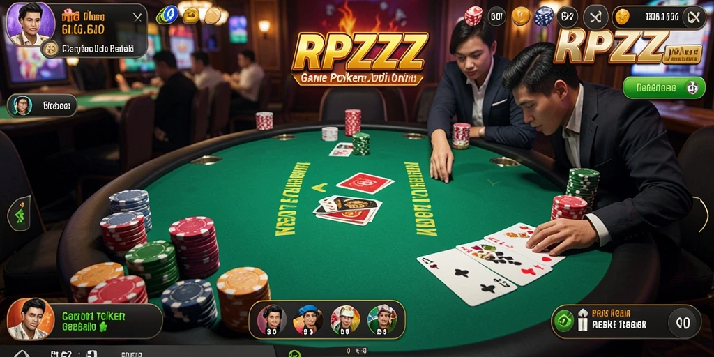 Screenshot utama RPZZZ menampilkan pemain bersaing dalam permainan Poker yang seru.